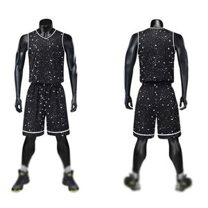Ensemble de maillots de basket-ball personnalisés sublimés de haute qualité, 100% polyester, rose et bleu, col en V, sans manches, respirant, séchage rapide, anti-humidité - Product Image 4