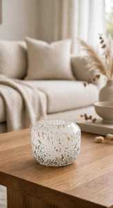 White Gold Speckled <b>Art</b> <b>Deco</b> Glass Table <b>Vase</b> Round Modern Luxury Centerpiece Bowl for Home Wedding Decor - Product Image 3