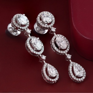 14K <b>Gold</b> Huggie <b>Earrings</b> with 6.74 CT Multi-Shape Lab Grown Diamond Micro-Pave Halo <b>Dangle</b> 10K <b>Gold</b> Main Material - Product Image 3