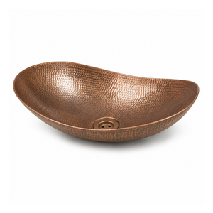 Handcrafted Oval Hammered Copper Vessel Wash Basin Luxury Countertop <b>Bathroom</b> Sink Designer Artisan Copper Basin for Home Hotel - Product Image 2
