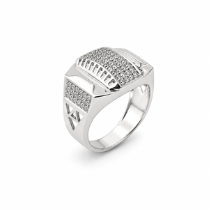 925 <b>Sterling</b> <b>Silver</b> Micro Pave Cubic Zirconia Signet <b>Ring</b> for <b>Men</b> Wedding Party Gift High Polish Finish - Product Image 4