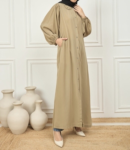 Wholesale Beautiful Dubai Women Abaya Traditional Islamic Muslim Clothing & <b>Accessories</b> <b>Floor</b> Length Front Open Long Sleeves - Product Image 3
