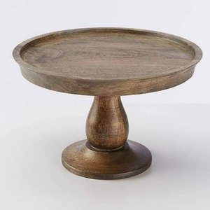 Rustic Wooden Cake Stand Round Solid Wood Dessert Pedestal Platter Display Plate Tray for Birthday Wedding Party Supplies Stand - Product Image 1