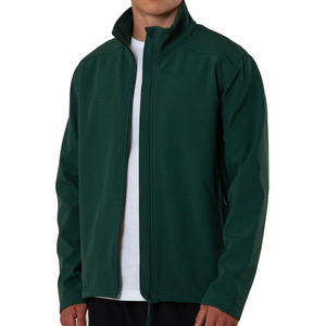 Chaqueta Impermeable de Soft Shell Verde Oscuro para Hombre, con Cierre Completo, Cuello Alto, Casual, Cortavientos, Ajuste Regular, de Poliéster, para Exteriores - Product Image 4