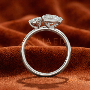 Anillo de compromiso de plata de ley 925 con moissanita en forma de pera, joyería nupcial de moissanita y diamantes para mujer, banda de lujo de EE. UU. - Product Image 3