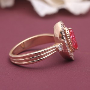 Luxury Marquise Cut Pink Diamond <b>Ring</b> 18K Yellow / White & Rose Gold Halo Diamond <b>Ring</b> Women Wedding Engagement Fine Jewelry - Product Image 5