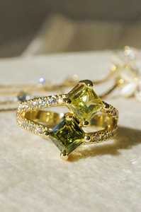 Adjustable Green Zirconia <b>Ring</b> <b>Peridot</b> Style <b>Ring</b> 925 Sterling Silver Elegant Gift For Her Birthday - Product Image 4