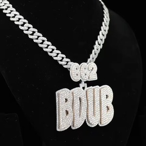 Iced Out Custom Moissanite Letter Bail <b>Pendant</b> Hip hop 925 <b>Silver</b> GRA Certified <b>Pendant</b> Custom <b>Initial</b> Letter Necklace For Men - Product Image 3