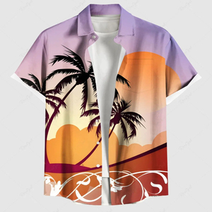 Chemise Hawaïenne Homme Imprimé Tropical Manches Trois-Quarts Respirante en Satin Style Vacances Col Boutonné 100% Coton pour l'Été - Product Image 6