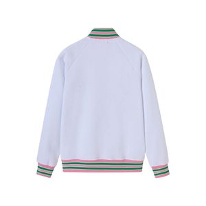 AKA White Fleece Letterman <b>Jacket</b> <b>Pink</b> Green Trim Varsity Style Unisex Warm Outerwear Fashion <b>Jacket</b> Apparel Collection - Product Image 2