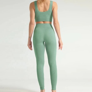 Échantillon personnalisé 2 pièces : Ensemble haut de sport/yoga à manches longues et dos nu, et leggings de yoga push-up pour la gym. Fabricant OEM ODM - Product Image 5