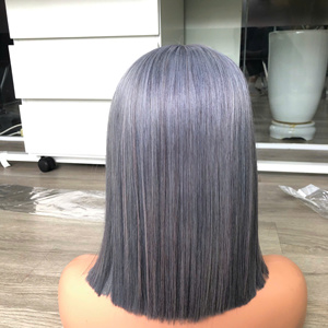 Wholesale 100% High Quality Vietnamese Virgin Hair Extensions Bone Straight Raw Hair <b>Wig</b> Frontal in <b>Grey</b> Color - Product Image 6