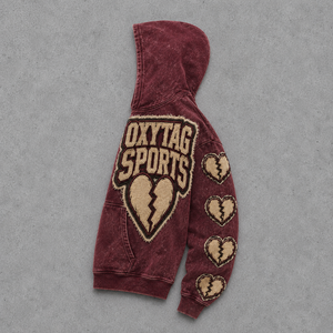 Sudadera con Capucha Premium Personalizada con Lavado Ácido, Estilo Urbano para Hombre, Vintage, Desgastada, con Parche de Chenilla de Corazón Roto - Product Image 6