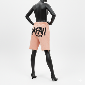 Shorts de Felpa de Algodón Premium de 300 GSM con Lavado Ácido, Estilo Vintage Color Durazno, Estampado Serigrafiado, Pedrería y Logotipo Personalizado para Mujer - Product Image 4