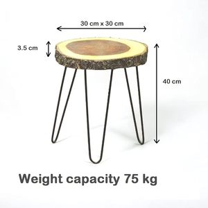 <b>Wood</b> <b>Slice</b> Side Table Hairpin Leg End Table Rustic Accent Stool for Living Room Decor - Product Image 3