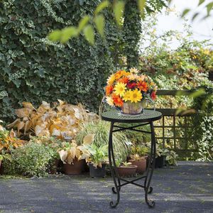 Table de bistrot ronde en mosaïque de fleurs vertes - Product Image 5