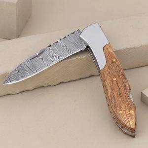 Cuchillo de Bolsillo Multifuncional Jexmoo OEM Hecho a Mano de Acero de Damasco de Grado Industrial de 7 Pulgadas con Funda de Cuero, Regalo de Aniversario - Product Image 2