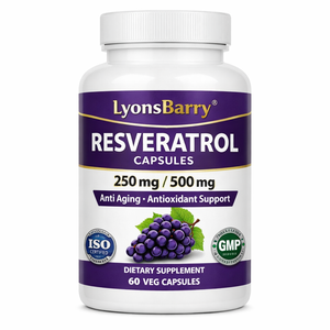 Capsules de Resvératrol 500mg - Soutien Antioxydant Anti-Âge Marque Lyonsbarry 100 Capsules/Flacon Complément Alimentaire Certifié GMP - Product Image 1