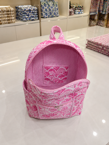 For Quilted Cotton <b>Backpack</b> Geometric Shell Pattern Multiple Pockets Zipper Closure Softback Lightweight 10kg Capacity <b>Backpack</b> - Product Image 2