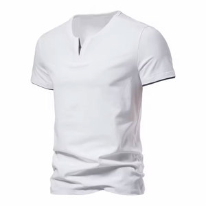 Unisex O-Neck <b>Short</b> <b>Sleeve</b> Knitted <b>Henley</b> Shirt Casual Slim Fit 100% Cotton Solid Color Breathable Quick Dry Anti-Pilling - Product Image 3