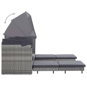 Divano letto allungabile a 3 posti con tetto grigio in Poly Rattan mobili da giardino - Product Image 5