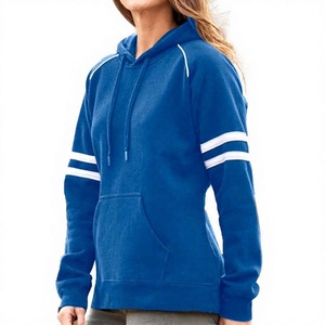 Sweat-shirt à capuche personnalisé pour femme, manches rayées, poche avant, pull décontracté, streetwear, fabricant OEM, ODM - Product Image 6