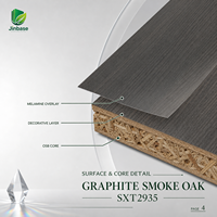 Panneau OSB mélaminé Jinbase 18 mm en chêne fumé graphite 1220x2440 mm E0, panneau à fibres orientées, poncé, certifié CE, garantie 1 an