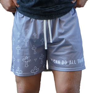 Pantalones Cortos de Baloncesto Personalizados para Hombre con Cruz Cristiana, Pantalones Deportivos Transpirables de Secado Rápido Inspirados en la Fe - Product Image 1