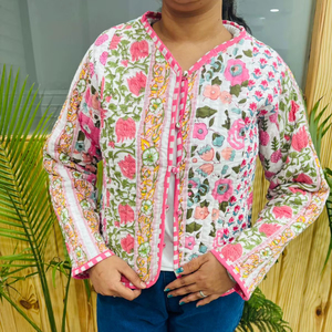 Nouvelle veste matelassée en coton pour femme, style bohème imprimé, vestes matelassées faites à la main, cadeaux, veste à boutons pour femme - Product Image 1