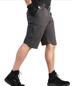 Shorts cargo décontractés pour hommes, couleur unie, anti-humidité, séchage rapide, style workwear, longueur bermuda, fermeture boutonnée, taille mi-haute, avec poches - Product Image 2