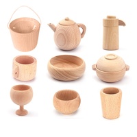 Ensemble de thé de l'après-midi de Simulation en bois naturel pour enfants de haute qualité