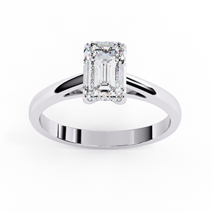 แหวนเพชรทรงเอเมอรัลด์ 1 กะรัต เพชรเลี้ยงในห้องปฏิบัติการ ทองคำแท้ 14K แหวนแบบคลาสสิกประดับเพชรรอบวง สำหรับหมั้น แต่งงาน ครบรอบ พร้อมวงแหวนซ่อนแบบฮาโล - Product Image 3