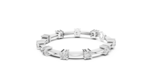 Bracelet en or blanc 18 carats avec diamants taille ronde 5,10 mm, 10 pierres, luxe, étincelant, élégant, pour mariage, fête, bijoux fins, cadeau pour femme - Product Image 2