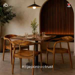 Kenari Premium Elegant Solid Teak Wood Ergonomic Armchair <b>Dining</b> <b>Chair</b> for Restaurant Cafe Home Jepara Indonesia - Product Image 3