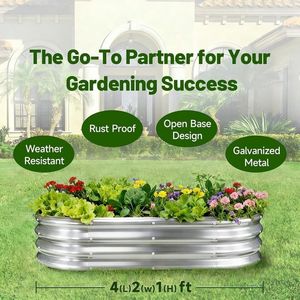 Kit de jardinière surélevée galvanisée 4x2x1 pieds, bac à plantes ovale en métal pour la culture de légumes en extérieur - Product Image 2