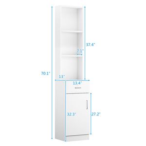 Mobiletto Alto da Bagno Bianco in Triamina Goffrata - Una Porta, Un Cassetto, Tre Scomparti - Product Image 6