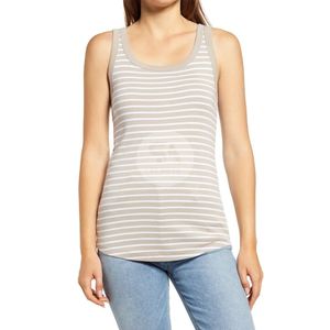 Débardeur rayé gris clair pour femme, lignes horizontales, sans manches, vêtement décontracté, vente en gros - Product Image 1