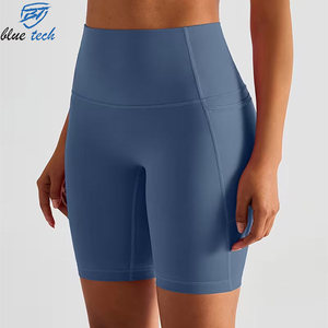 Custom Logo Print Women Athletic Yoga Shorts High Waist Tummy Control Gym Workout Running Biker Shorts Soft Stretch Fabric - Product Image 4