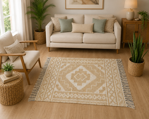 Tapis d'intérieur en jute naturel fait main, réversible, style bohème, tapis tissé écologique pour salon, chambre à coucher, décoration de la maison - Product Image 1