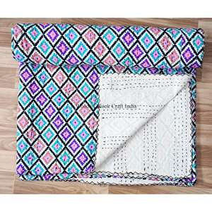 Colchas Kantha Modernas y Elegantes de Estilo Vintage, Patchwork Étnico Tradicional, 100% Algodón Ecológico, Hechas a Mano, Estampadas, para Cama, Hogar y Hotel - Product Image 4