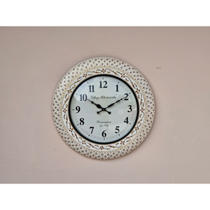 Espejo de pared de madera redondo hecho a mano con diseño de incrustaciones florales 18 pulgadas Rajasthani esmalte pintado decorativo Vintage decoración del hogar - Product Image 5