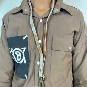 Hot Selling Hair On Cowhide Leather Lanyard Gift Promotional Comfortable Neck Strap Genuine Leather Lanyards for ID Card <b>Holder</b> - Product Image 5