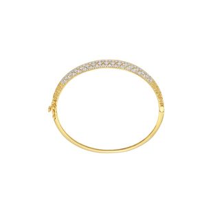 Luxury 18K <b>Gold</b> Plated Diamond <b>Bangle</b> With 1.08 Ct Round Cut Channel Set Geometric Design For Women's Everyday Wear - Product Image 5