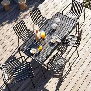 Modern Minimalist Steel Outdoor <b>Garden</b> <b>Set</b> 6 Seater Weather Resistant Comfortable Table and Chairs for Patio Decking - Product Image 1