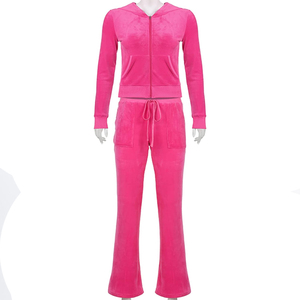 Conjunto Deportivo para Mujer, Color Sólido, con Capucha, Pantalones Largos con Bolsillos Laterales, Ropa Casual de Otoño, 100% Poliéster - Product Image 1