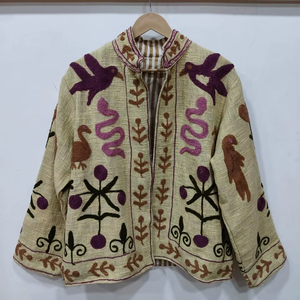 Chaqueta de algodón bordada Suzani del fabricante, ropa exterior étnica colorida, chaqueta étnica de algodón para fiestas, chaqueta bomber Suzani. - Product Image 1