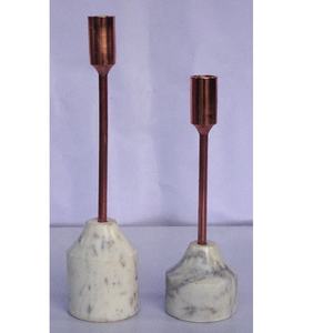 Venta caliente de oro rosa Metal mármol cilíndrico cónico portavelas Metal mármol decoración del hogar portavelas - Product Image 2