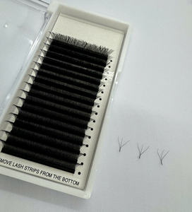 Extensions de cils en gros en cheveux synthétiques, plateaux en forme de W, éventails de volume préfabriqués 3D 4D 5D, noir mat, longueurs mixtes, 0.07 - Product Image 3