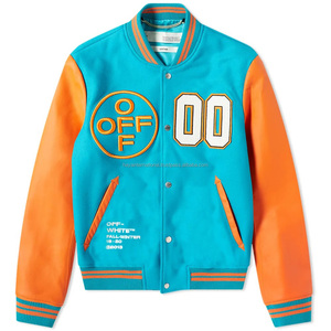 Chaqueta Universitaria Transpirable y Ecológica con Mangas de Lana, Cuello Alto de Invierno y Bordado Personalizado en Azul Cielo para Hombre - Product Image 1