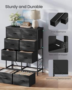 ตู้ลิ้นชักผ้า 8 ช่อง สีดำอีโบนี สไตล์โมเดิร์น สำหรับเฟอร์นิเจอร์ห้องนอน - Product Image 3